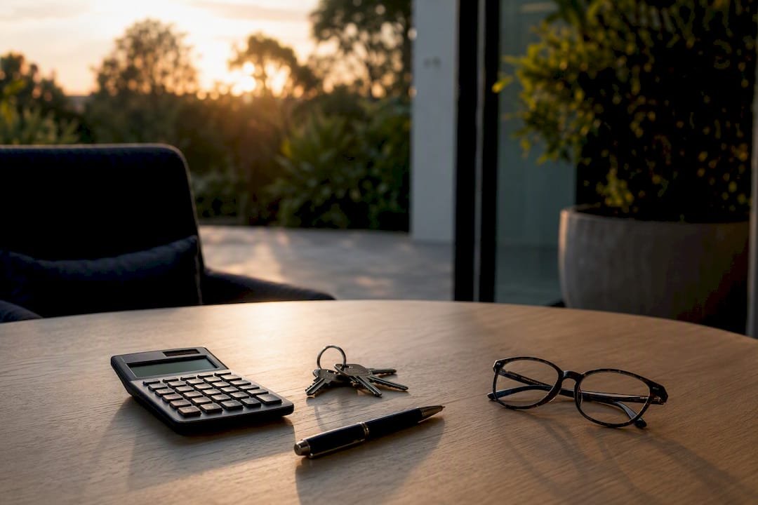 Calculator and keys symbolizing legal costs budgeting