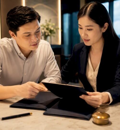 Homeowner comparing mortgage refinancing packages