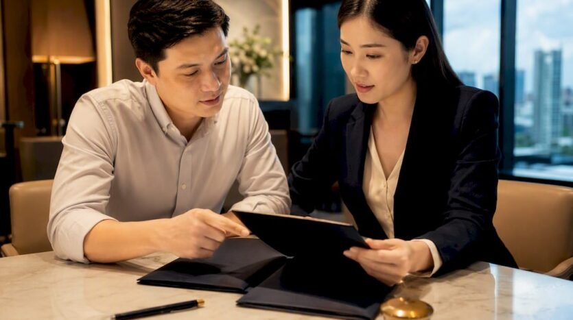 Homeowner comparing mortgage refinancing packages