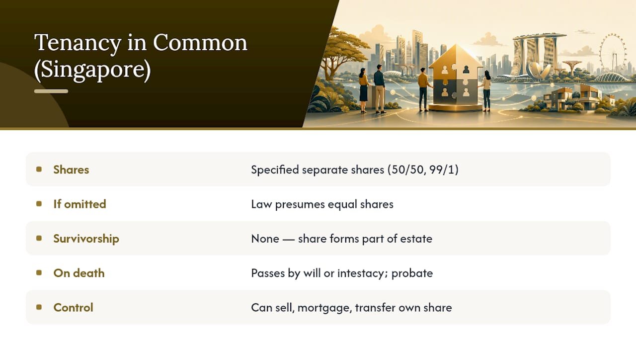 What tenancy in common means in Singapore — overview diagram