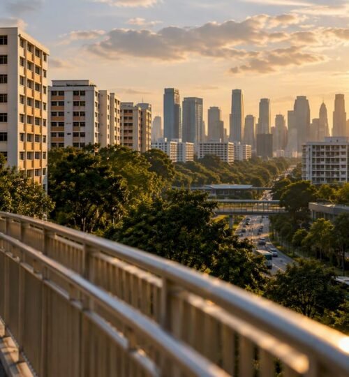 Singapore HDB and private housing skyline