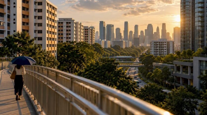 Singapore HDB and private housing skyline