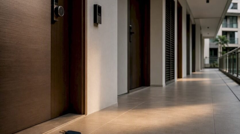 Secured condominium corridor in Singapore