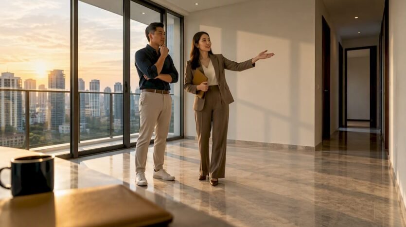 Buyer and seller discussing Singapore apartment offer