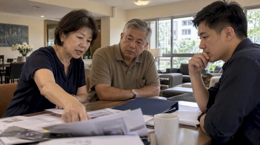 Condominium owners discussing a collective sale