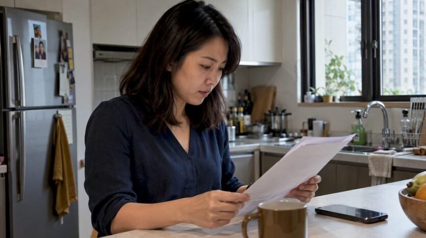 Buyer reviewing a property instalment notice