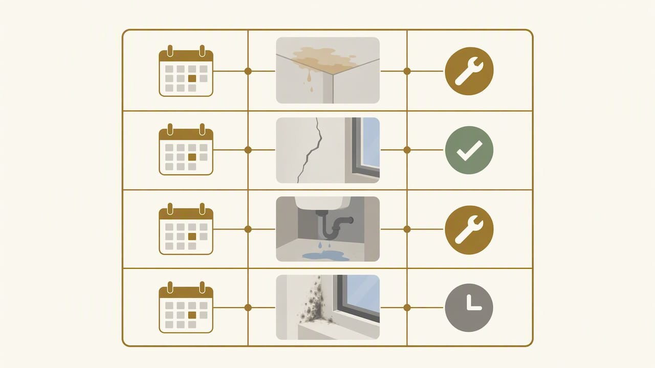 Defect log links dates photos and repairs